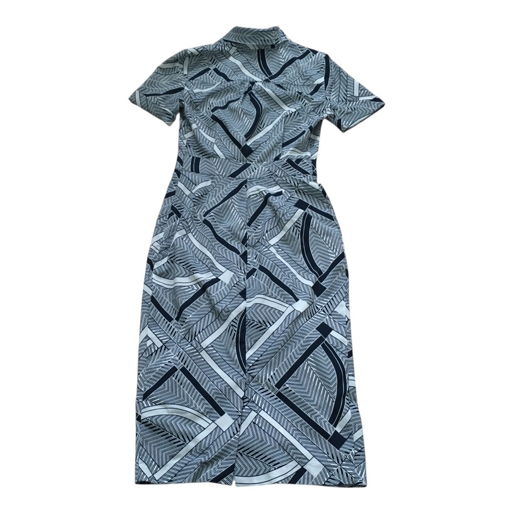 Paul Costelloe Printed Short-Sleeve Midi Dress in Gray & Black Dress XS